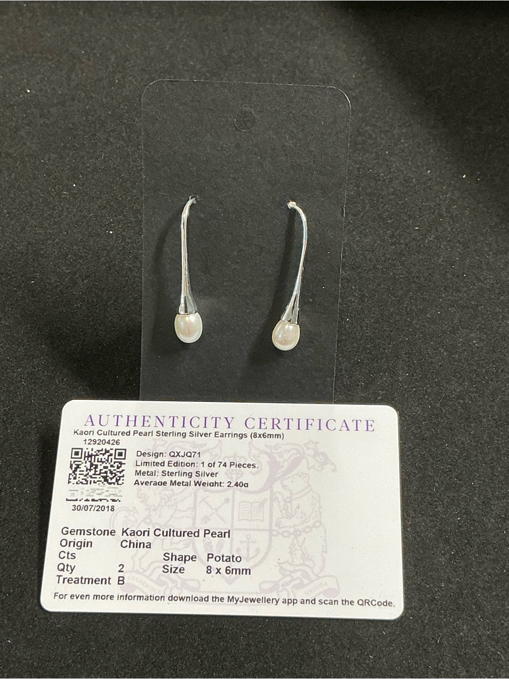 Cultured Pearl Sterling Silver Drop Earrings - White